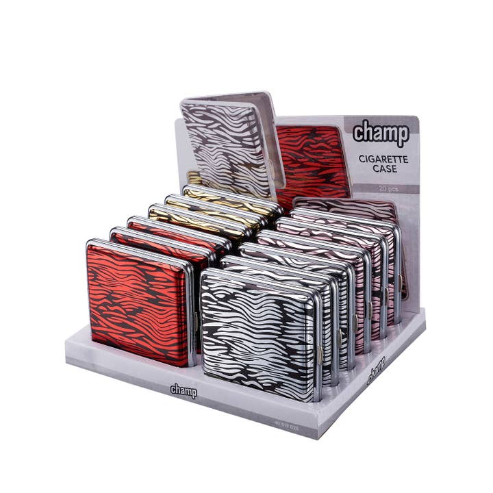 Champ by Polyflame - Vendita all'ingrosso Portasigarette - PORTASIGARETTE CH IN METALLO ZEBRA 20 PZ DL12