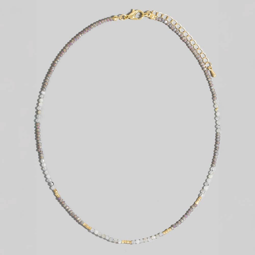 The Looks by Fame Accessories - Venta al por mayor Collares con colgantes/abalorios - Collar de cuentas con piedras semipreciosas facetadas mixtas5