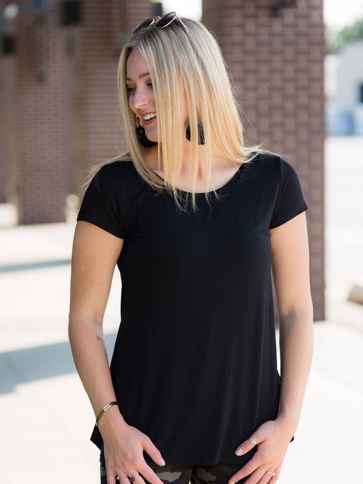 Black Modal Favorite Tee for wholesale by Vivette Apparel