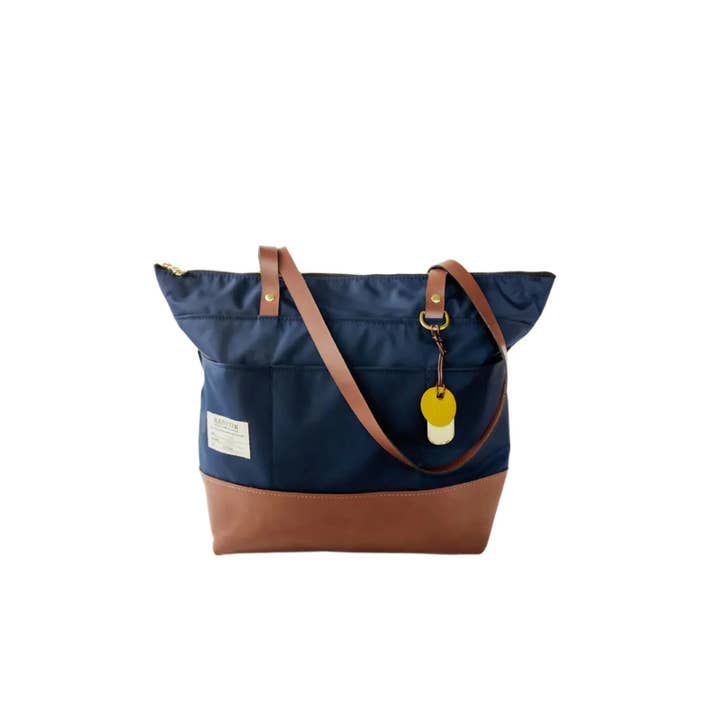 R.Riveter - Wholesale Tote Bag - Women's - Harriet | Navy Nylon + Brown Leather8