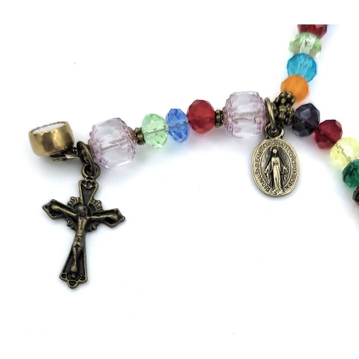 MG Rosary - Wholesale Prayer Beads Necklace - Stained Glass Wrist Rosary Five Decade1