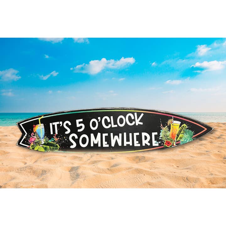 Jarmz Designs - Wholesale Sign - SURF BOARD WALL ACCENT 5 O'CLOCK SOMEWHERE3