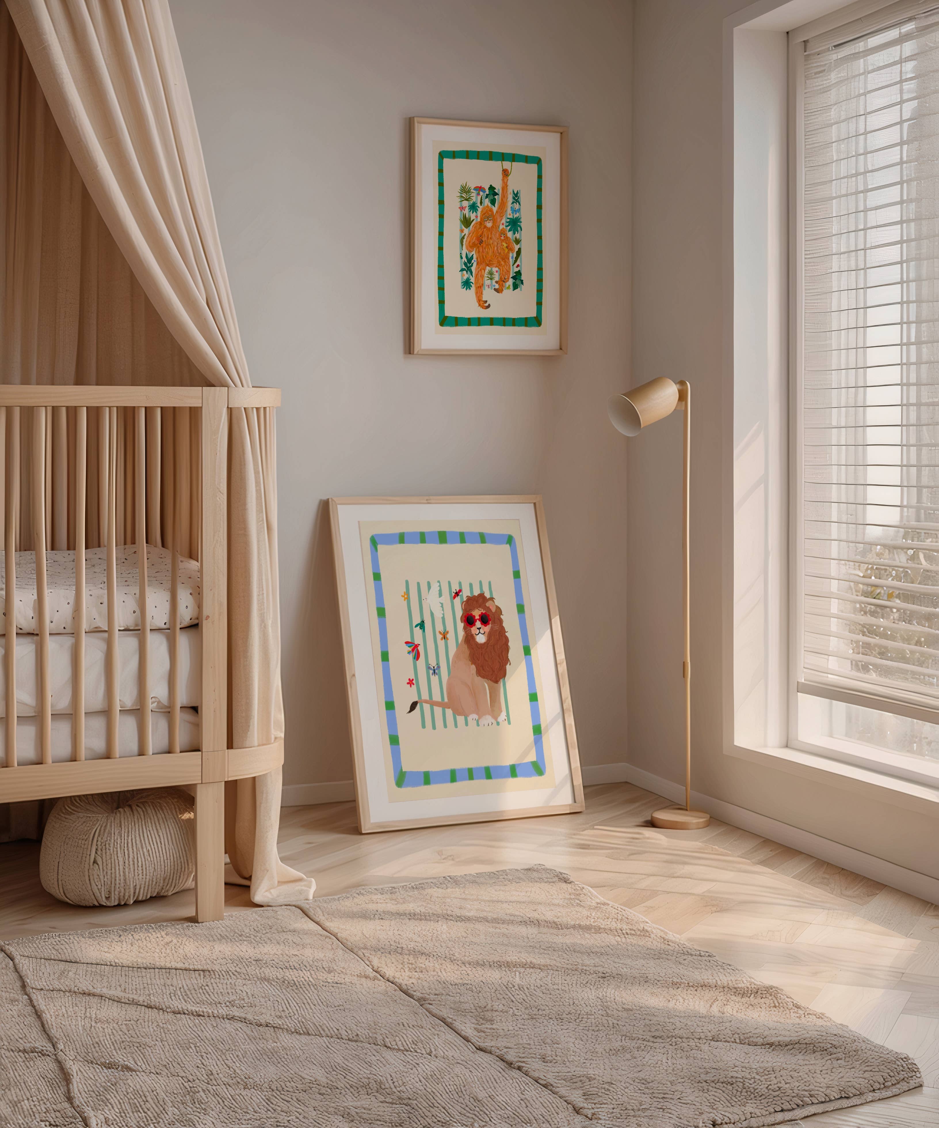 Kate Fox Design – wholesale Art print – Leo Lion , Kids Art Print, Colourful Art, Fun Art, Animal4