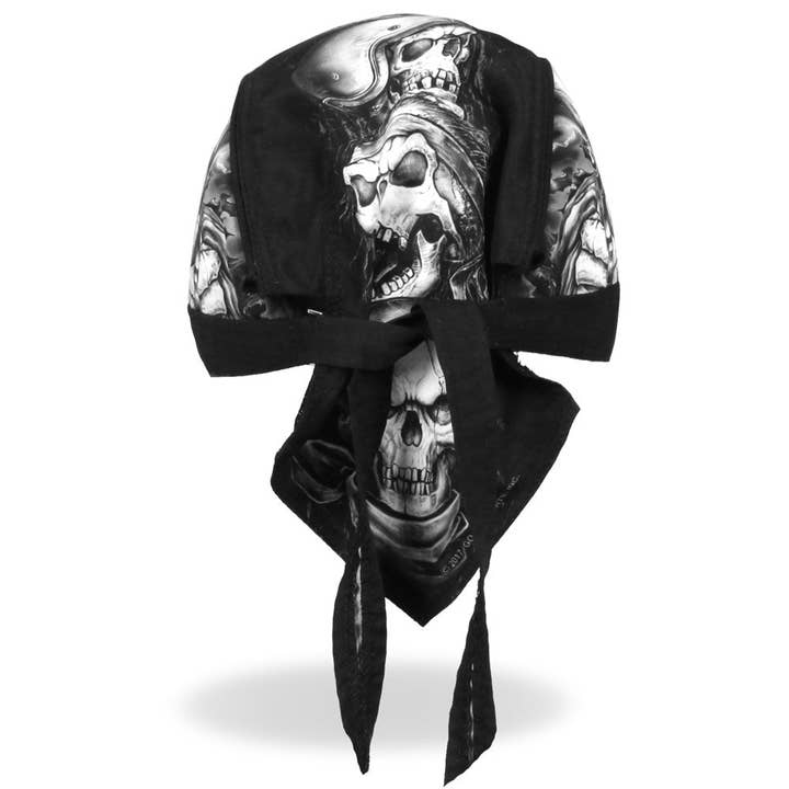 BLACK Hot Leathers Smokin Five Skulls Lightweight Headwrap HWH1093 for wholesale on Faire3