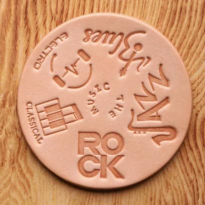 The Kurtis London – wholesale Coasters – 100% Hand-cut Cowhide Leather Coaster Music Theme5