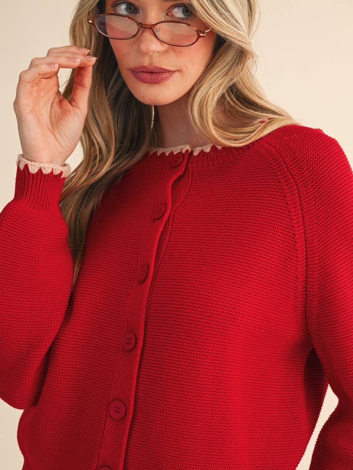 &MERCI - Wholesale Cardigan - Women's - SWEATER CARDIGAN WITH CONTRAST STITCH MSW1108453