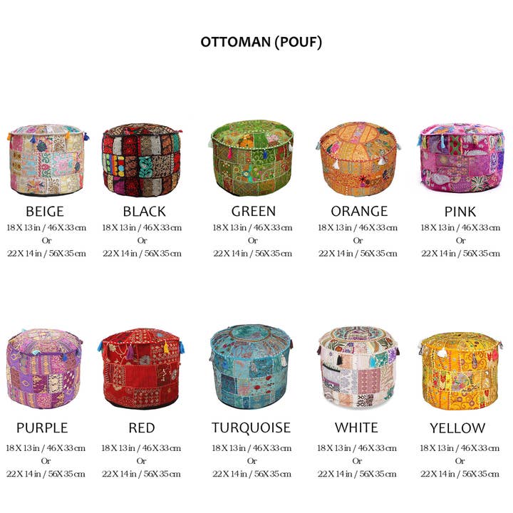 Aakriti Inc. - Vente Pouf - Lot de 10 housses de pouf indiennes Aakriti Gallery