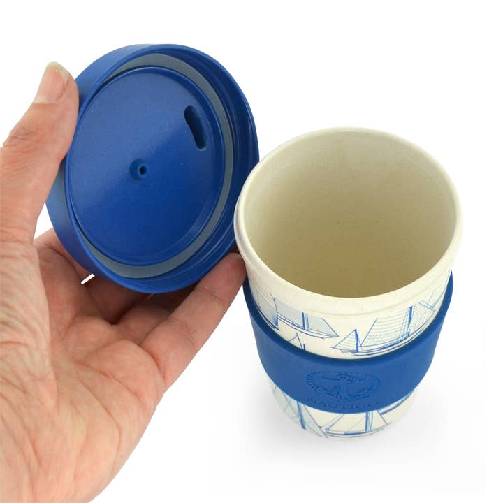 Sea Blue Bambu resor mugg | 300ml | NautiGo 'Segla bort' för wholesale på Faire