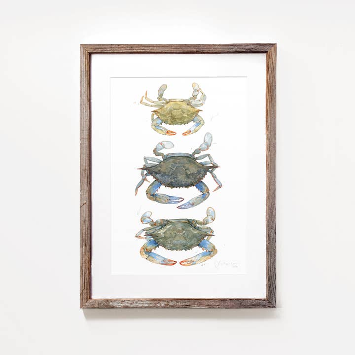Blue Crabs Watercolor Painting Print for wholesale by Studio Tuesday