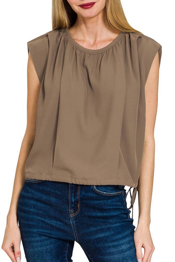 Vanilla Monkey - Wholesale Blouse - Women's - Woven Drawstring Tie Side Sleeveless Top6