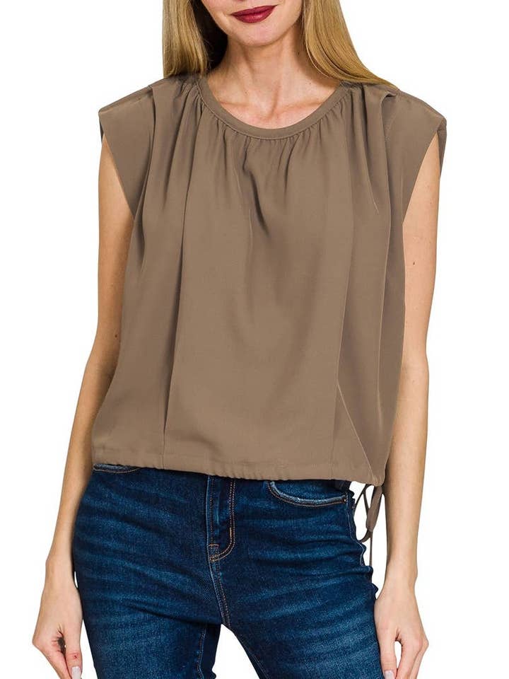 Vanilla Monkey - Wholesale Blouse - Women's - Woven Drawstring Tie Side Sleeveless Top6