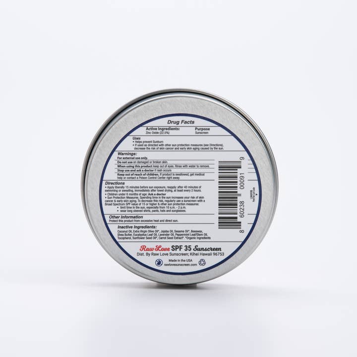 Raw Love Sunscreen - Wholesale Sunscreen - Raw Love Sunscreen 4oz Tin