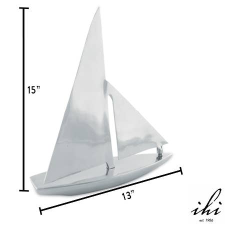 India Handicrafts Inc - Wholesale Decorative Figurine - Large Aluminum Sail Boat2