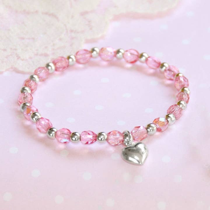 Pretty in Pink Timeless Sterling Heart 5" Bracelet STG-239 for wholesale by Collectables America