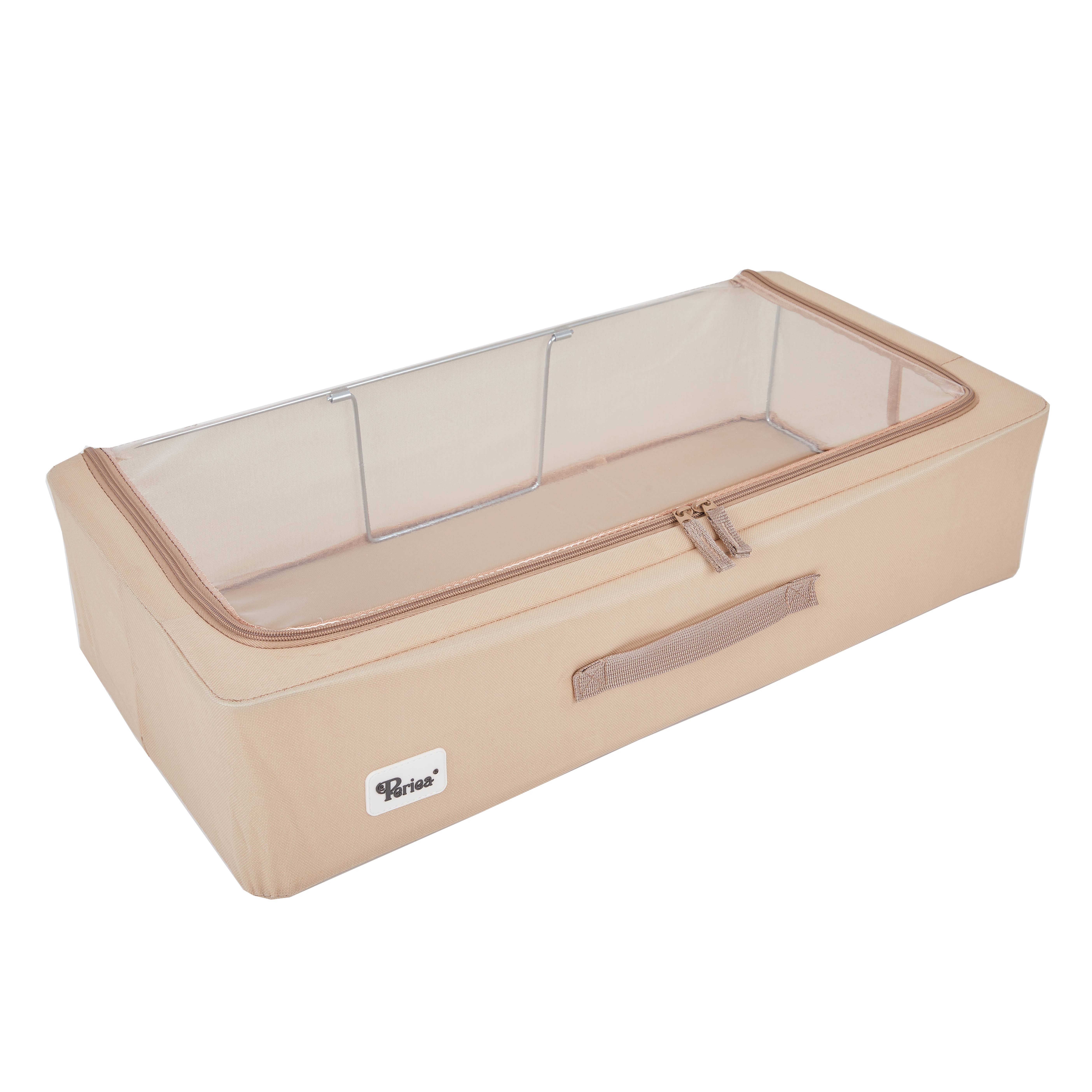 Periea - Vente Bacs de rangement - Boîte de rangement pliante fine Periea pour dessous de lit avec couvercle transparent à fermeture éclair15