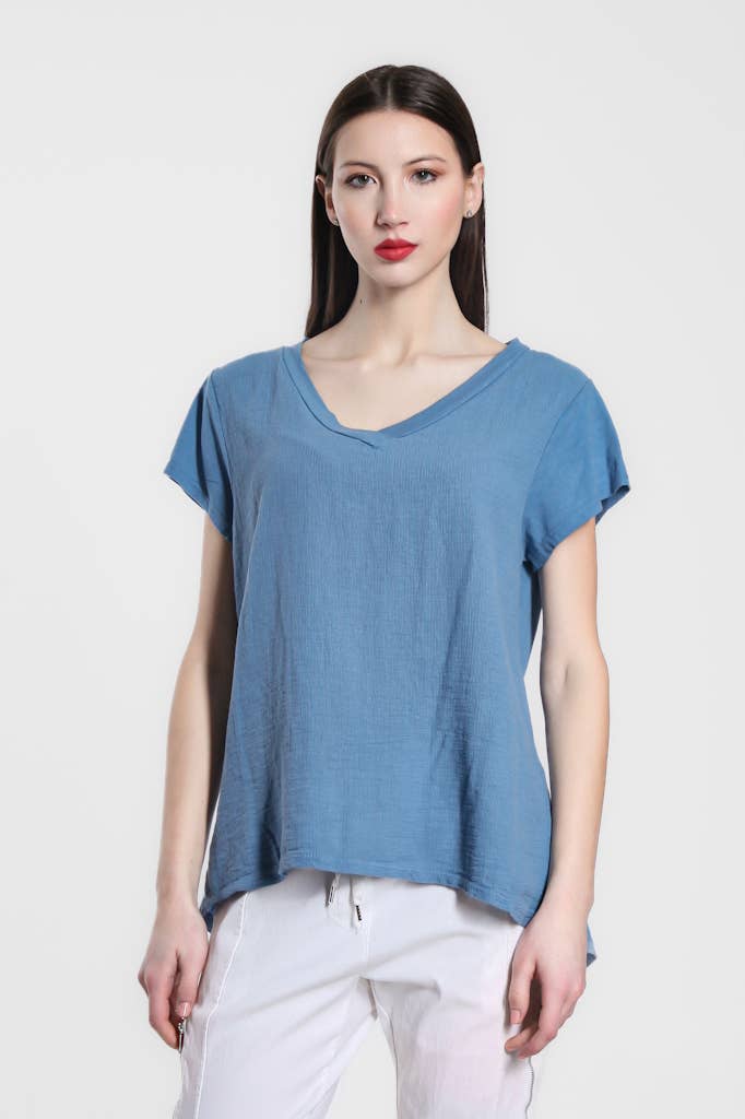 TINA Stephens Italy/Tees By Tina - Wholesale Blouse - Women's - Nola Cotton/Linen V-Neck Top (BSS207)60