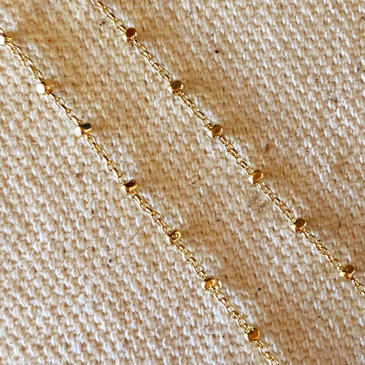 GoldFi - Wholesale Link & Chain Necklace - 18k Gold Filled 1mm Spaced Beaded Chain