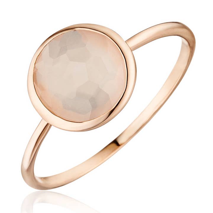 14K rose gold ring, rose quartz for wholesale by Leaf Jewelry