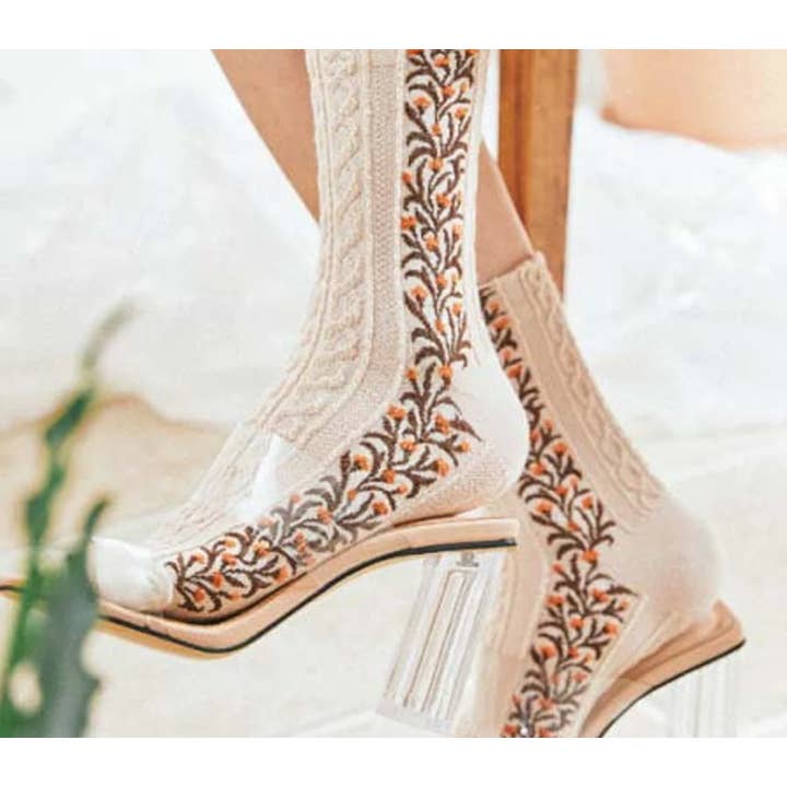Comfortarians - Wholesale Socks - Women's - Floral Cotton Socks For Woman | Women's Knitted Patterned