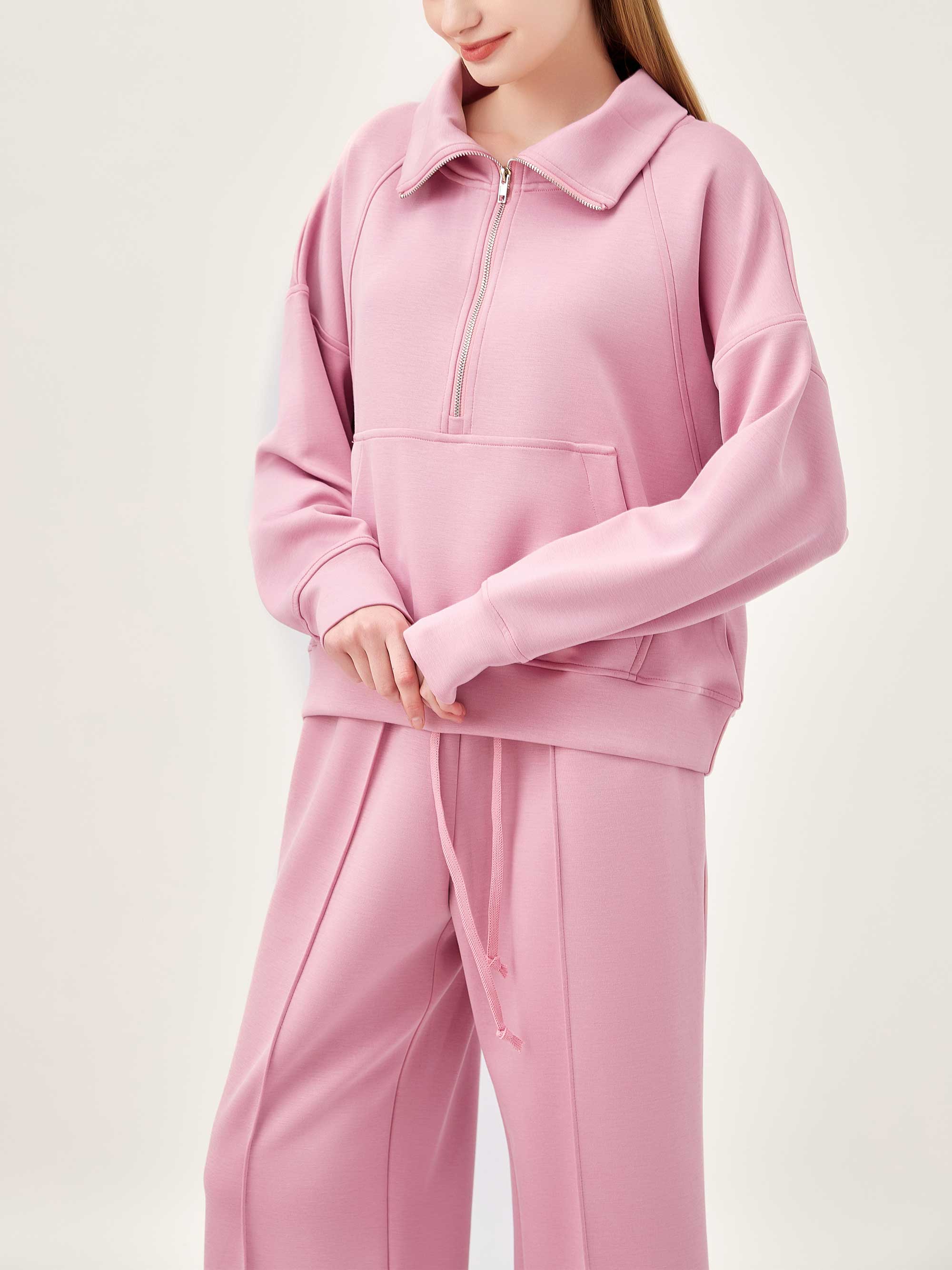 Lyserød STYBB Half-Zip Sweatshirt Sæt - Pink for engroshandel på Faire3