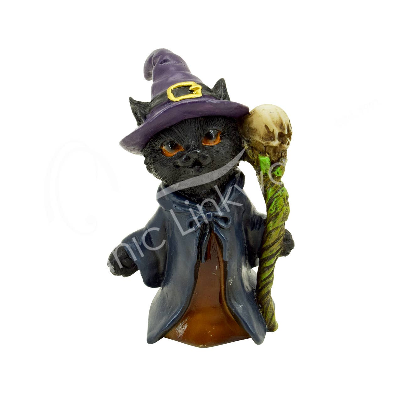 Oceanic Linkways Inc - Wholesale Spiritual Stone/Crystal - Statue - Black Cat Witch 2.05"L X 1.55"W X 3.05"H