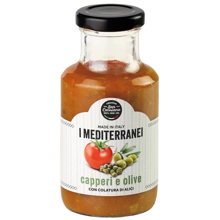 CASCINA SAN CASSIANO SRL - Venta al por mayor Salsa para pasta - Salsa Con Alcaparras, Aceitunas Y Colatura De Anchoas 260 g