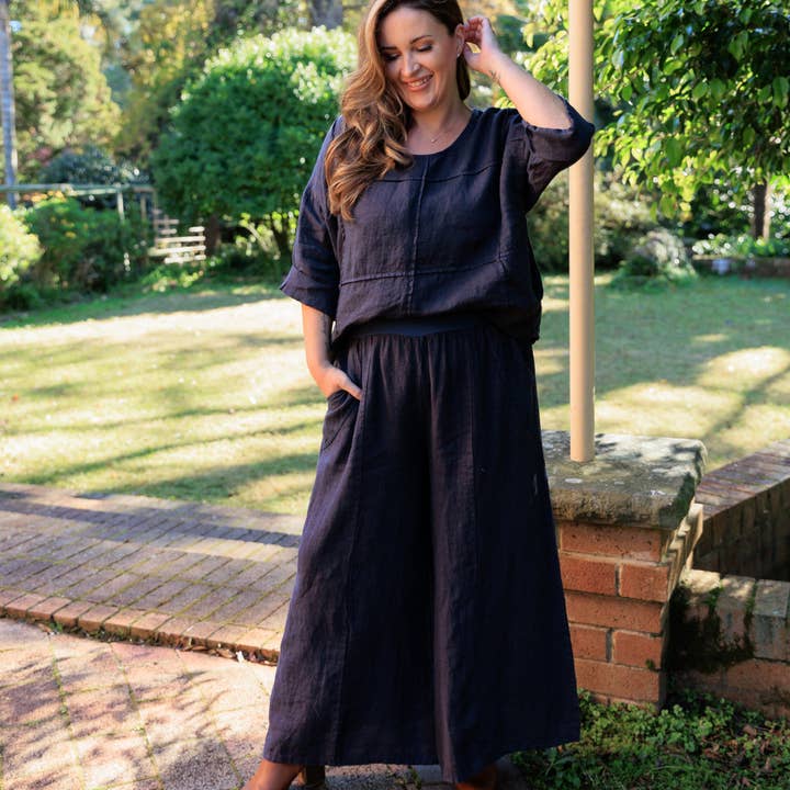 VeraMay - Wholesale Pants – Women's - 6571 Navy Vera May Italian Linen Pant1