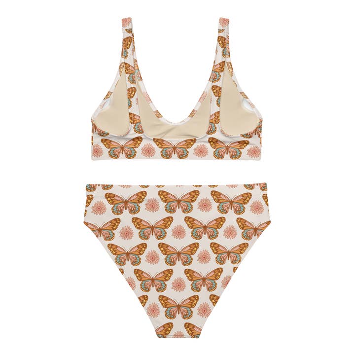 Yoga Bitch Apparel - Vente Maillot de bain deux-pièces – femme - Papillon rétro | Esthétique hippie | Flower Power | Recyclé1