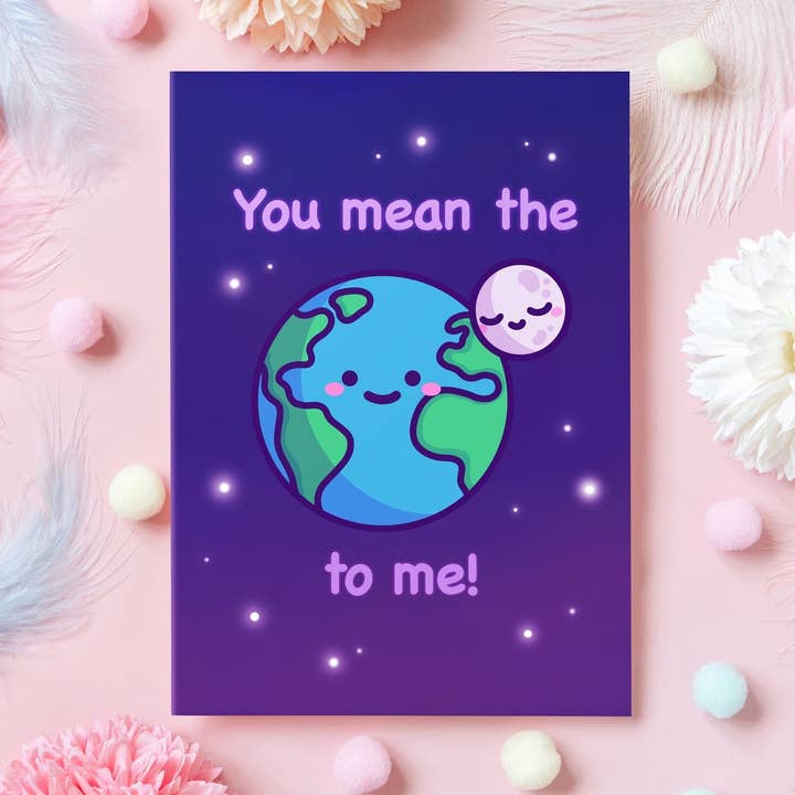 Mona Mauve • Silly Art! - Wholesale Love Card - You Mean the World to Me | Cute Love Card0