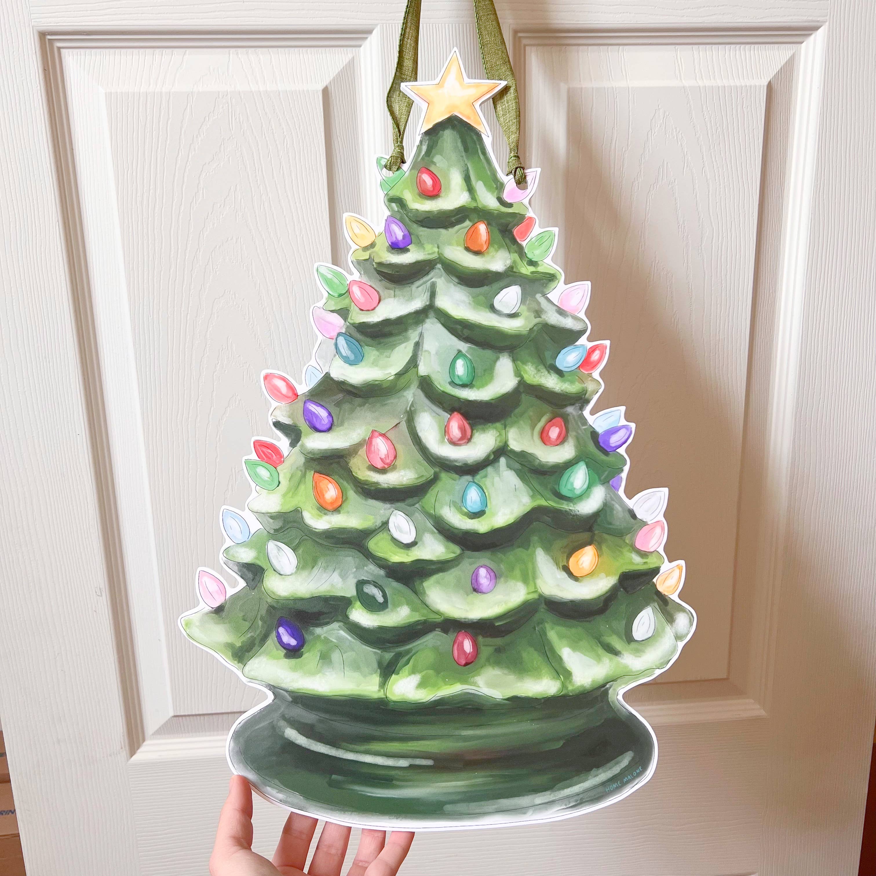 Home Malone - Venta al por mayor Colgador de puerta - Colgador de puerta vintage para árbol de Navidad, decoración de luces navideñas2