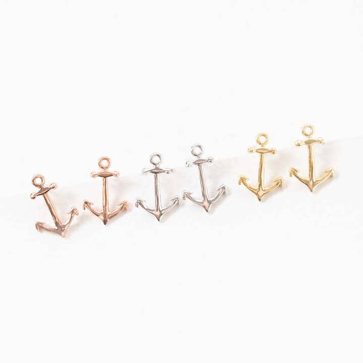 Lovoda - Wholesale Stud/Post Earrings - Anchor Earrings (18K Rose & 24K Gold)3