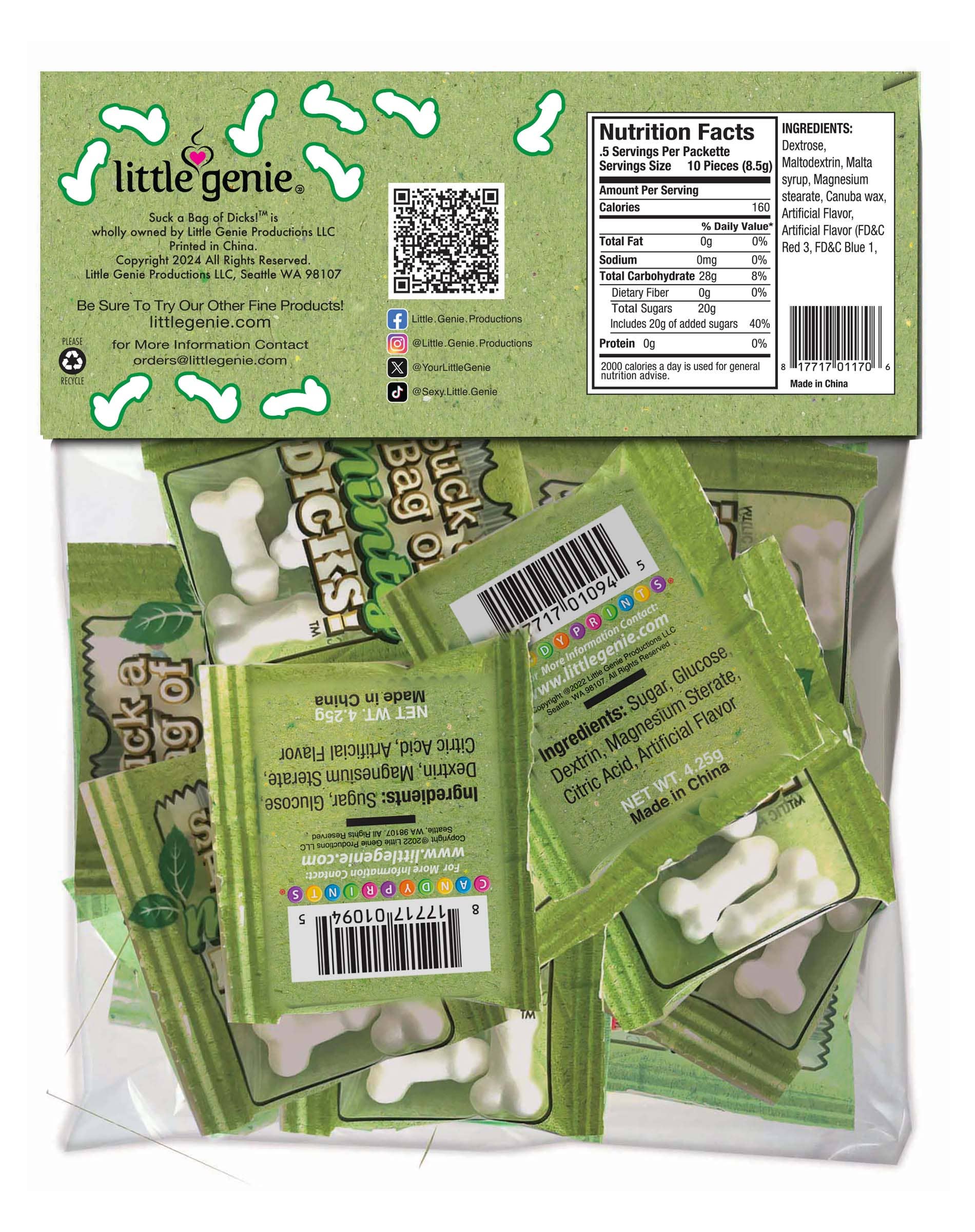 Little Genie Productions - Wholesale Mints - Suck a Bag of Minty Dicks- Bag of 251