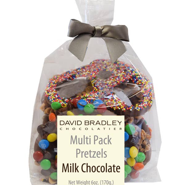 David Bradley Chocolatier - Wholesale Chocolate Covered Sweets - 6 Piece Multi-Toppings Chocolate Covered pretzels0
