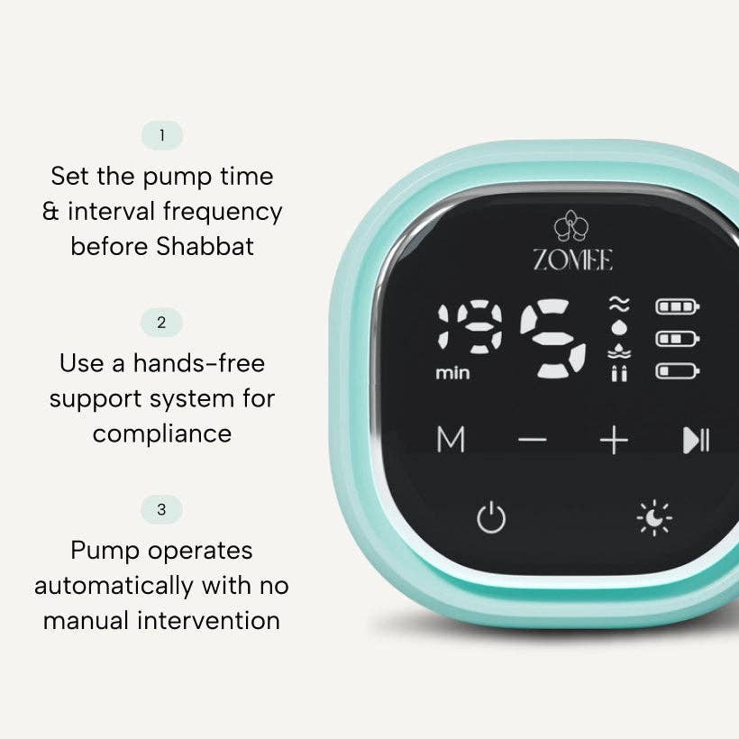 Zomee - Wholesale Nursing Pillow/Pad - Maternity - Z2 Double Electric Breast Pump - Shabbat Mode Edition with Silicone Hands Free Collection Cups1