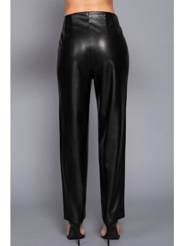 Lemon Tree - Wholesale Pants - Women's - HIGH WAIST SLIM FIT FAUX LEATHER LONG PANTS2