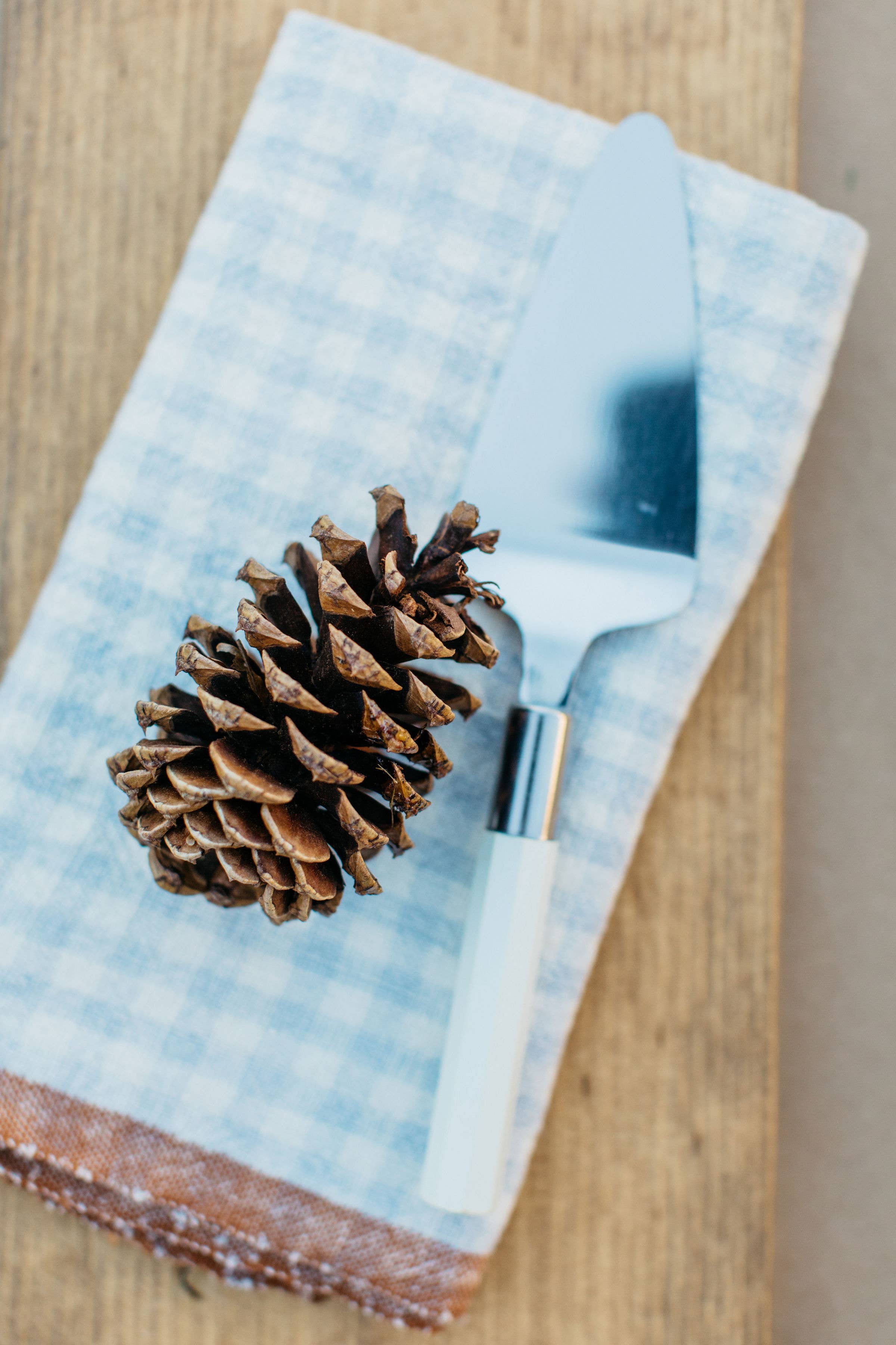 Caravan Home - Wholesale Dinner & Cloth Napkin - Two-Tone Gingham Blue/Cognac Napkins 20x20 - Set of 42