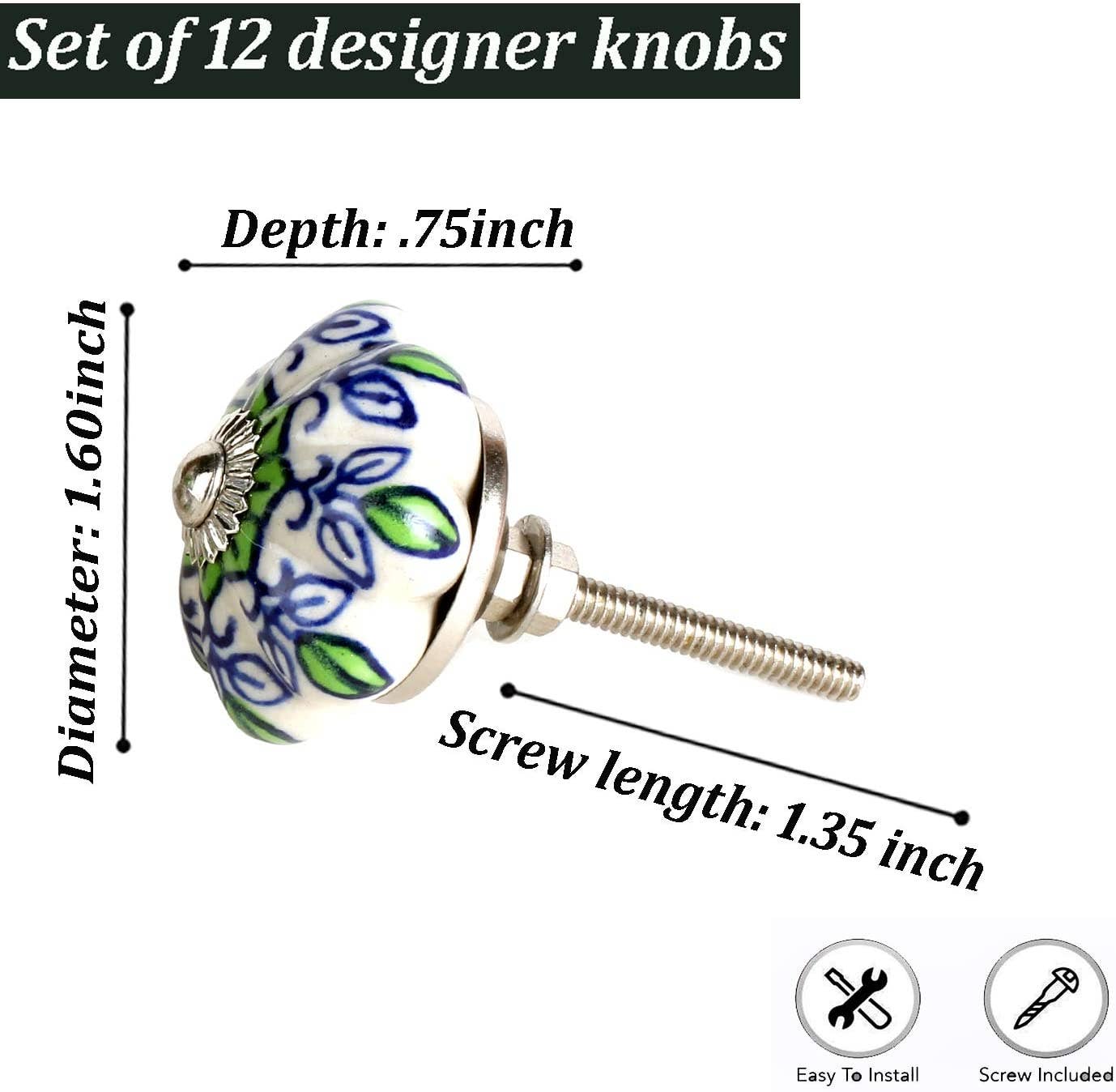 Perilla Home - Wholesale Knob/Pull - Set of 12 Garden green ceramic knobs4