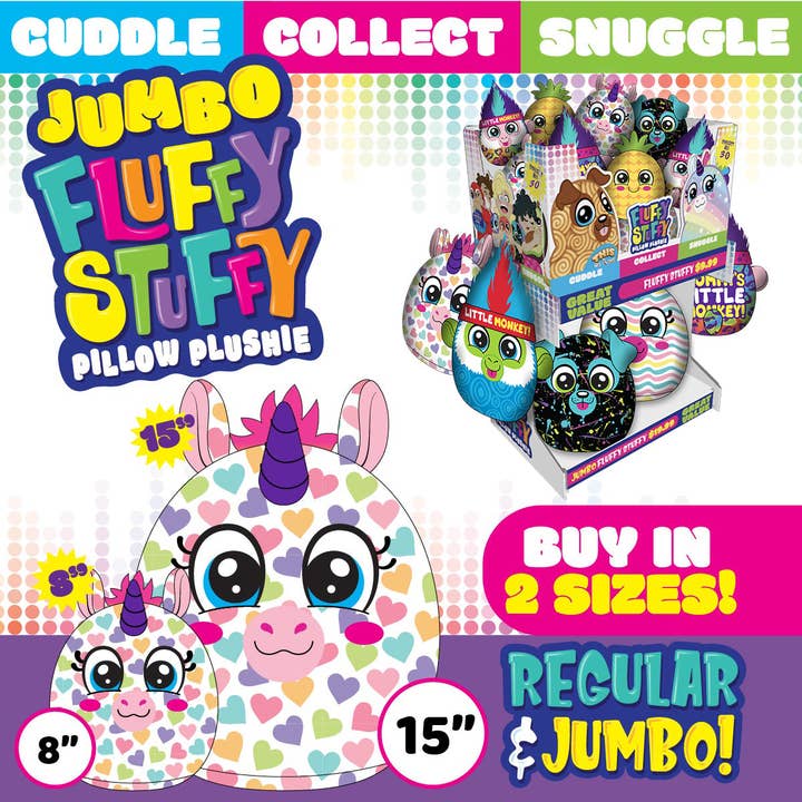 Fluffy Stuffy JUMBO Pillow Plush Floor Display - 30/Display for wholesale by Novelty Brands
