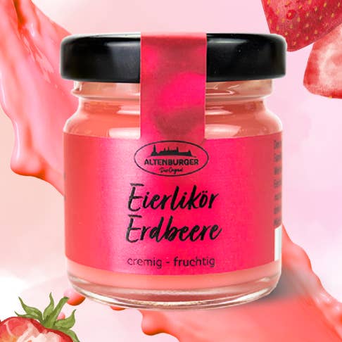Eierlikör Erdbeere Mini Glas für den Großhandel von Altenburger Senf & Feinkost GmbH & Co. KG