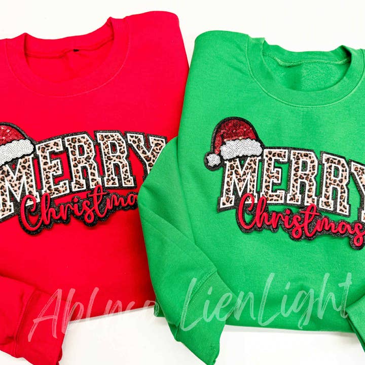 ABLNco - Wholesale Sweatshirt - Women's - Merry Christmas Sequin Patch Christmas Sweatshirt 0