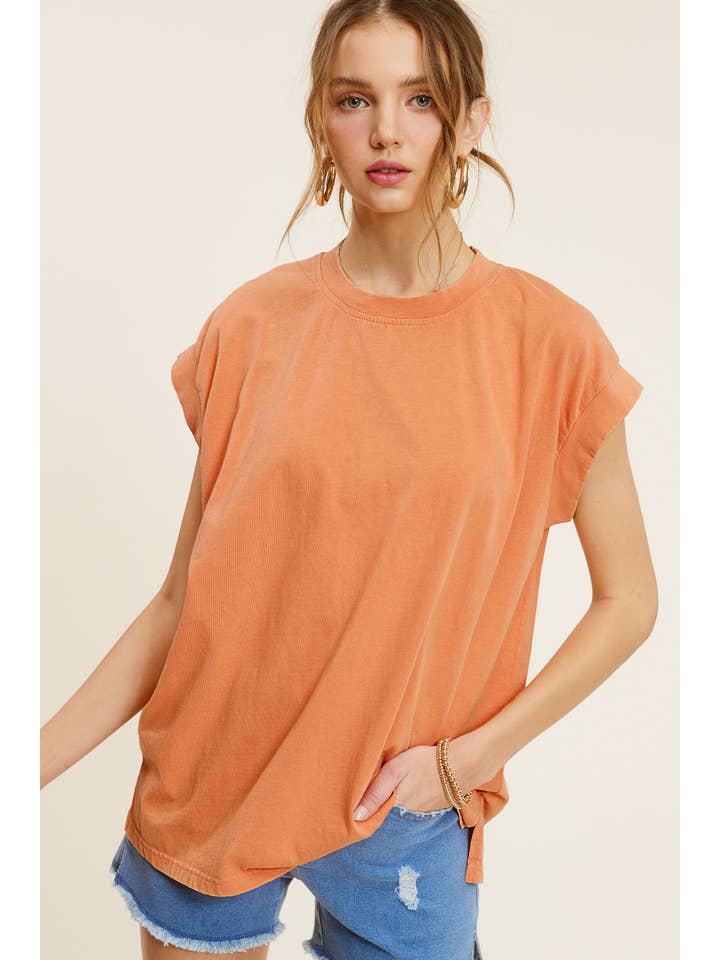 La Miel - Vente Tunique – femme - MCT7689-Haut à manches courtes et encolure ras-du-cou délavé au minéral27