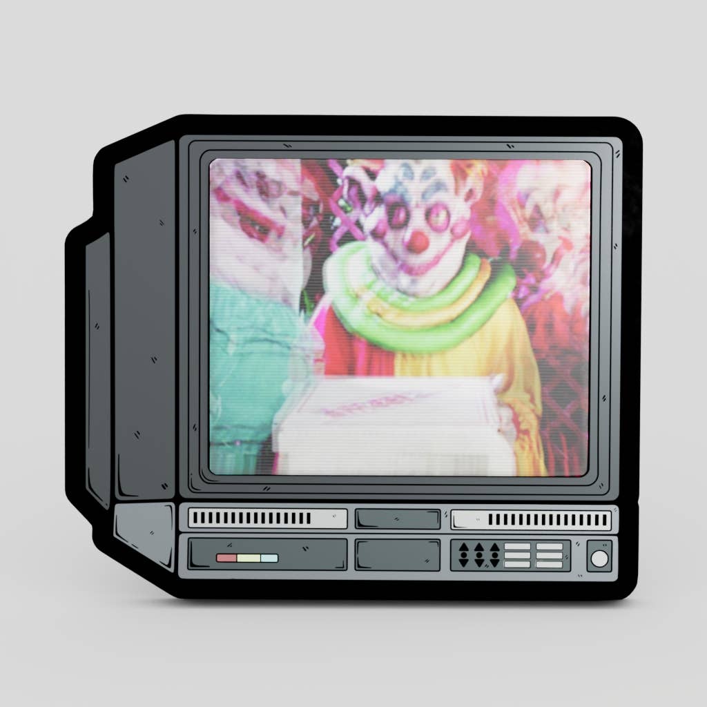 GoopyGoblins - Wholesale Lapel Pin/Button - 2.5" Lenticular Killer Klowns CRTV Enamel Pin1