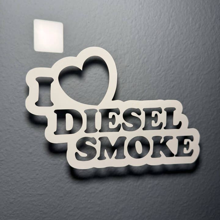 White I ♡ Diesel Smoke Sticker Decal for wholesale on Faire