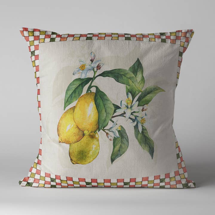 Indretning pudebetræk 50x50cm - 100% bomuld - dis. Citron for engroshandel hos Olivia Home