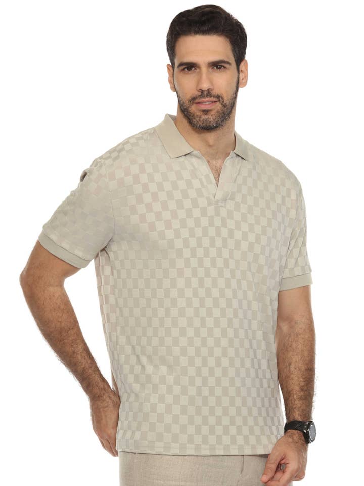 Mojito Mens Premium Stylish Knit Checkered Textured Polo Shirt NEW for wholesale by MOJITO COLLECTION