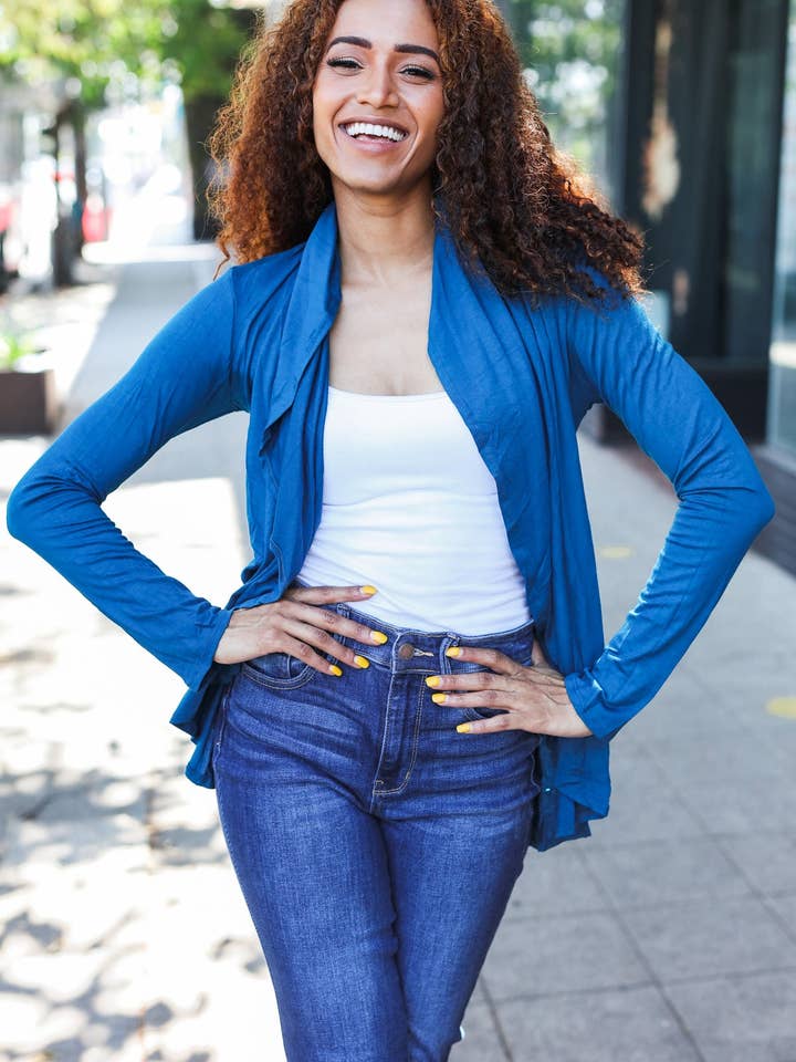 Blauer Flutter Cardigan (4 Stück) für den Großhandel von Promenade