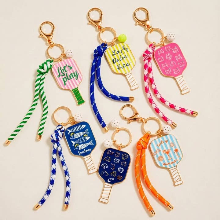Porte-clés sangle nœud raquette de pickleball Sardine pour la vente par Sensibling Corp.