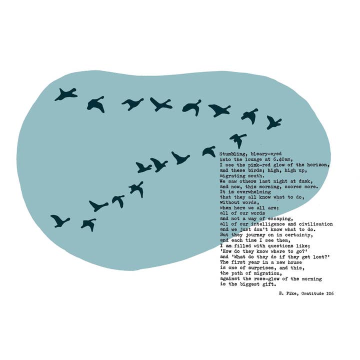 Flock Of Geese Flying Poem Print, Typewriter Poem Print for wholesale by Little Bird Editions