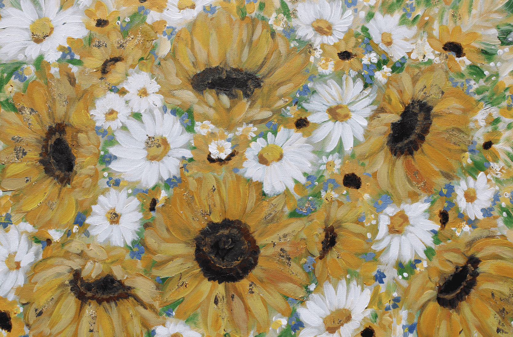 glad you're here co - Wholesale Painting/Drawing - Sunflower and Daisies Abstract Original Painting Acrylic6