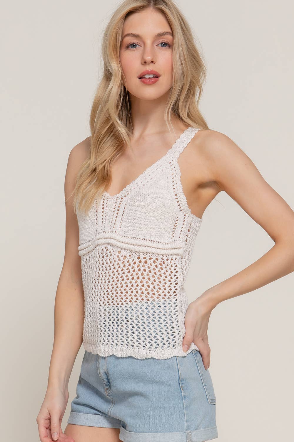 Active Basic | Active USA – Engroshandel Tanktop – Kvinder – Ærmeløs V-hals Hæklet Forårssweater19